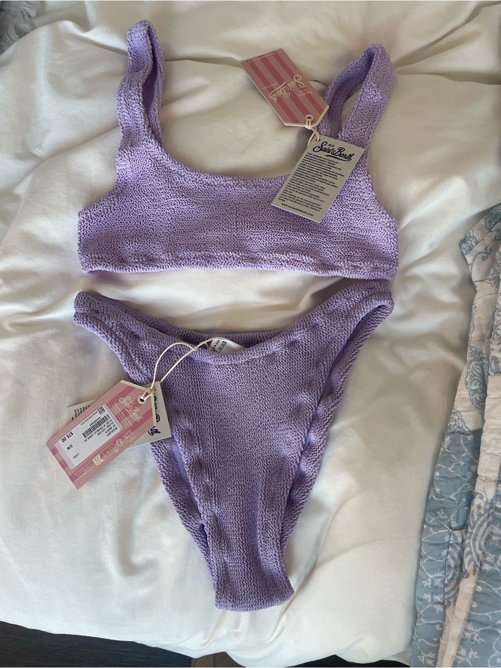 NWT MC2 Saint Barth Lilac Crinkle Bikini Set